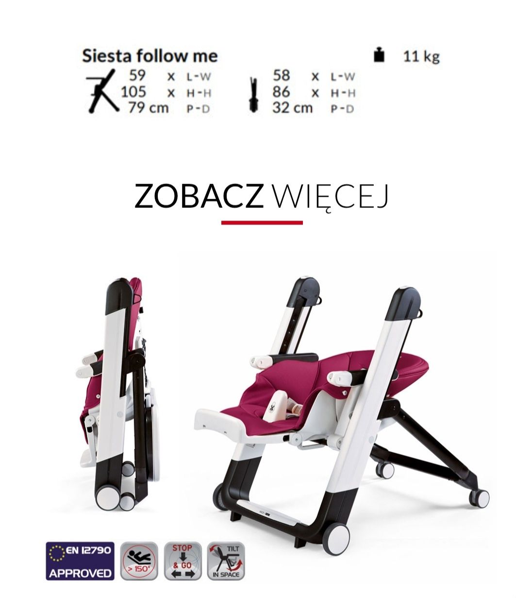 Peg Perego Siesta Follow Me-leżaczek i fotelik do karmienia 0-5lat