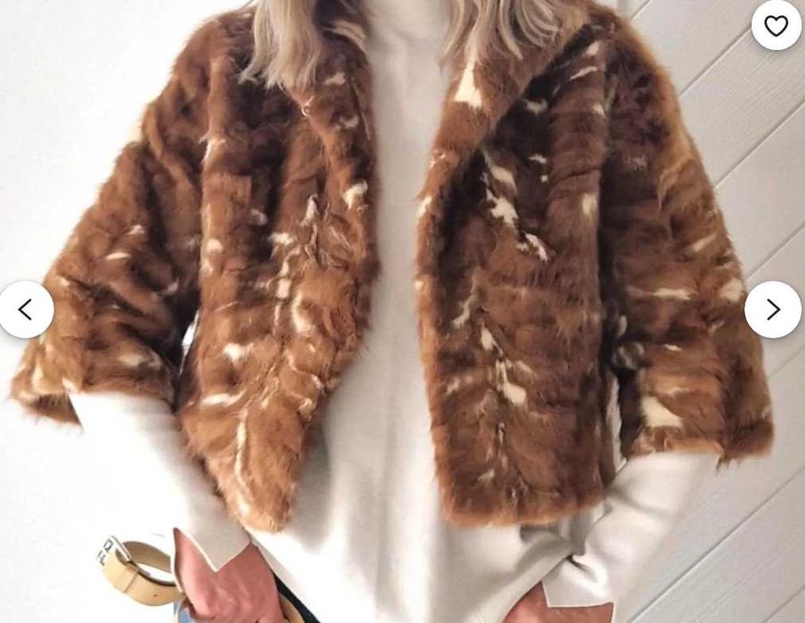 S 36 M 38 Krótka kurtka z Norki lekka i miękka jasny brąz i beż