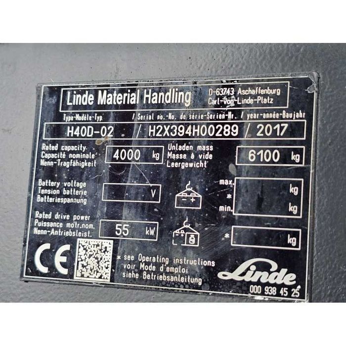 Wózek widłowy Linde H40D-02 2017r Diesel 4 tony