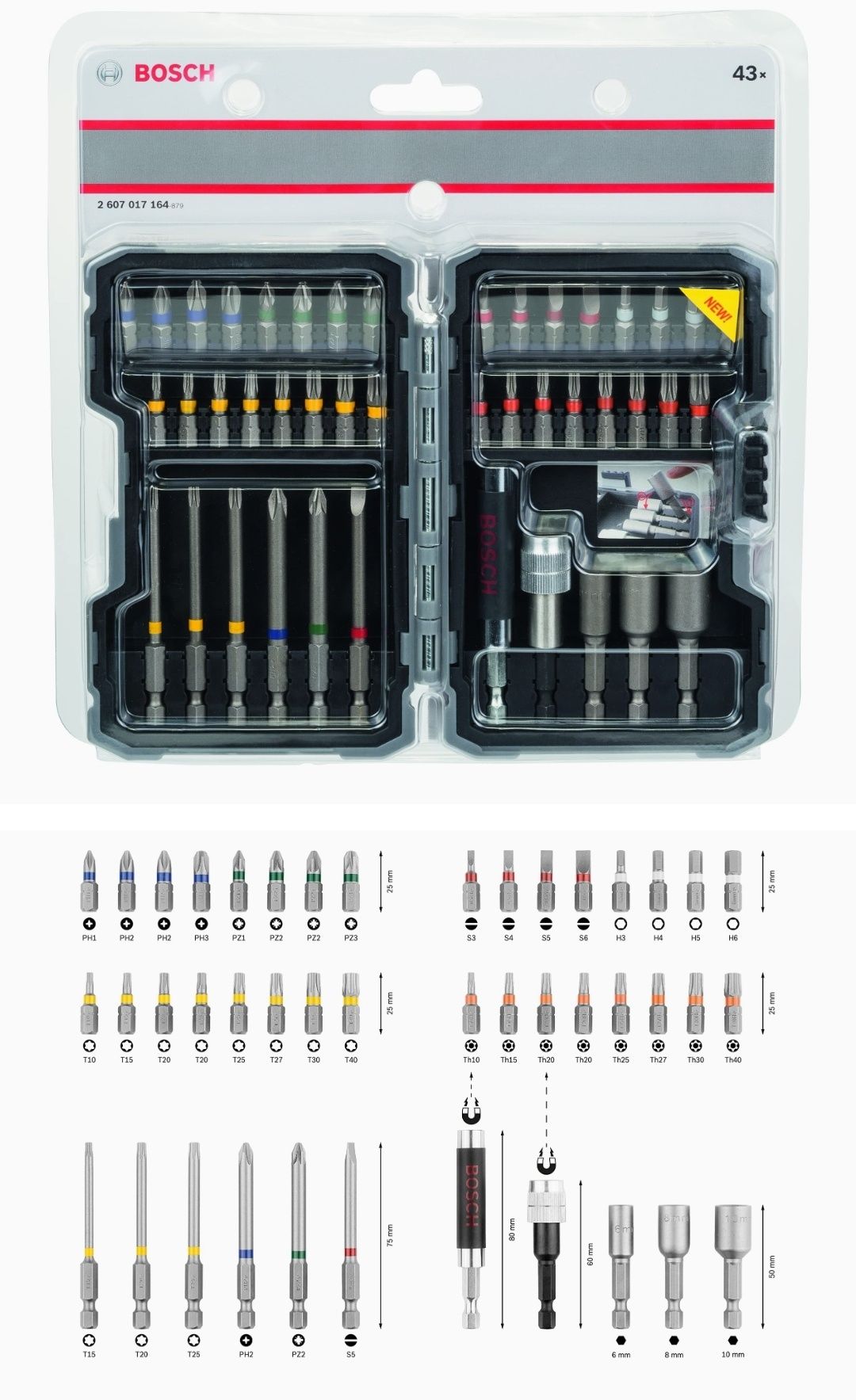 Bosch Professional 43 unidades Conjunto de pontas de aparafusar