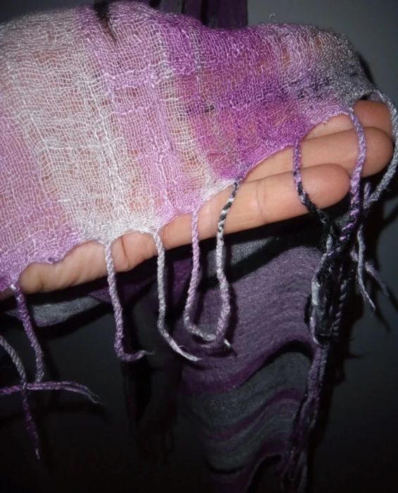 Lenço cachecol riscas rosa preto de linho Vintage