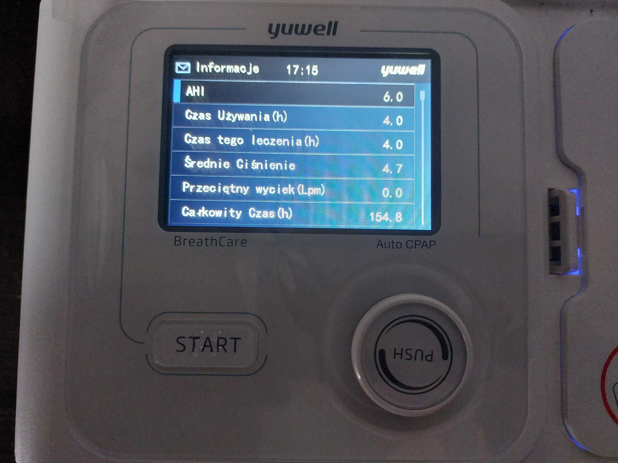 Aparat CPAP YH-560 firmy Yuwell z nawilzaczem
