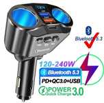 Rozdzielacz gniazda zapalniczki + bluetooth + 3x USB