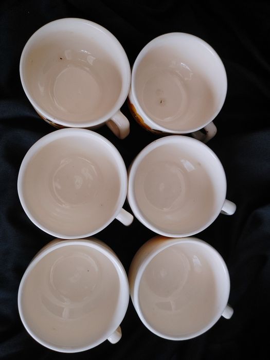 Komolet 6 sztuk filizanki malowane jak fajans Włocławek retro prl