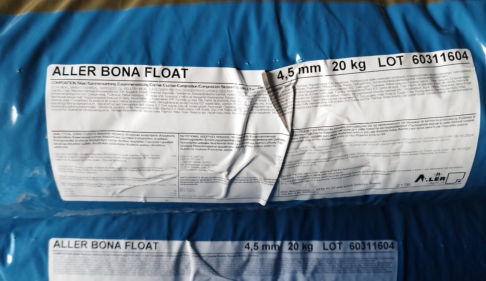 Aller Aqua Pellet Bona Float 4,5mm 20kg (PŁYWAJĄCY)