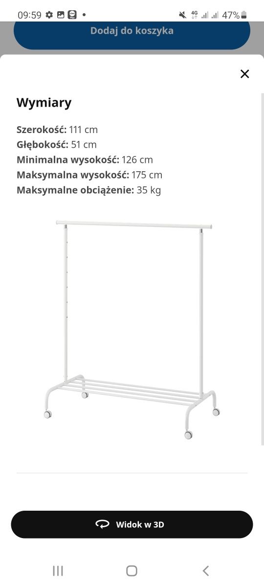 Wieszak na ubrania RIGGA IKEA