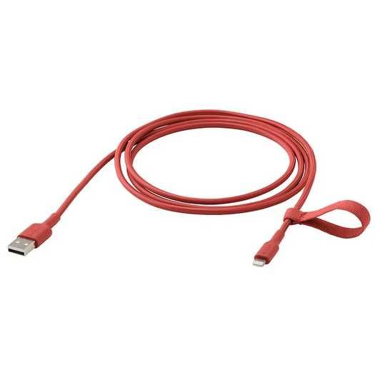 Kabel USB A na Lightning Lillhult 150 cm czerwony | WIĘKSZA ILOŚĆ