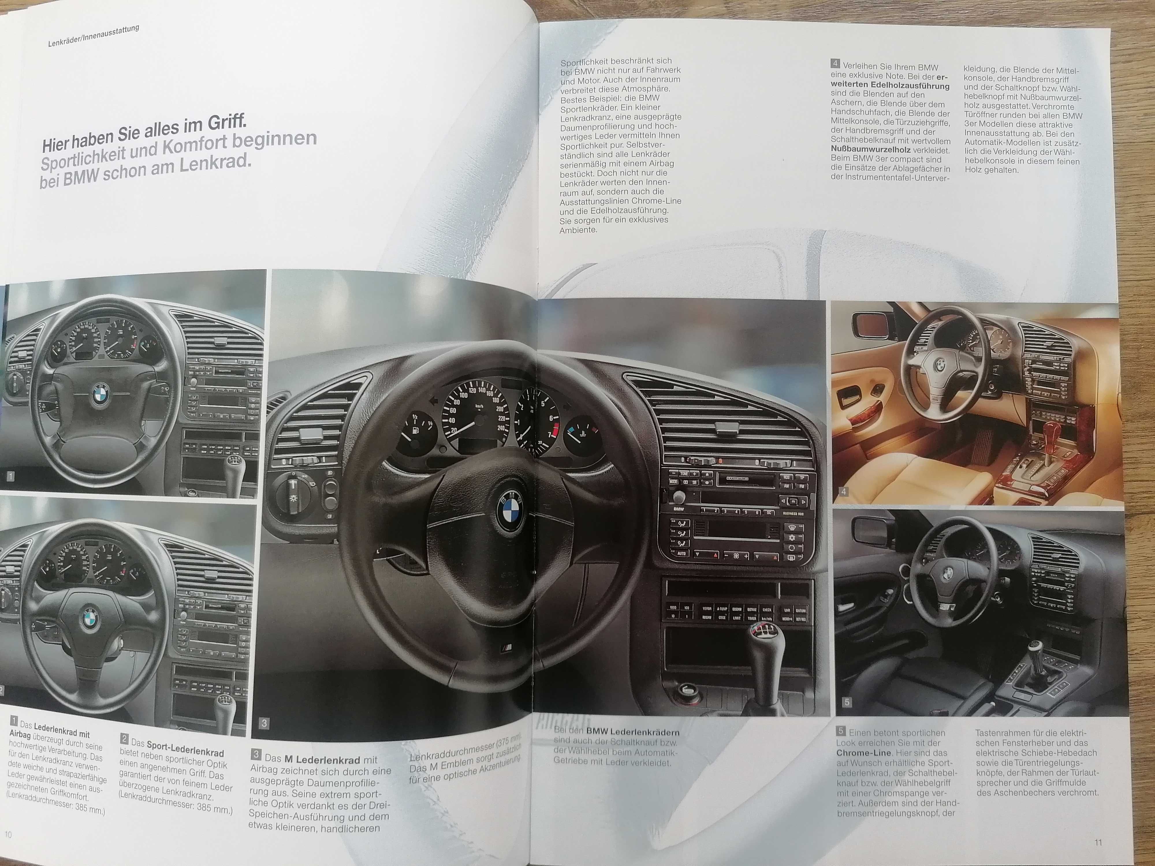 Prospekt BMW 3 E36 Cabrio Compact dodatki,paleta kolorów