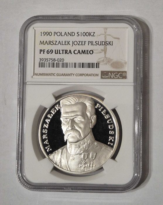 100 000 zł. Piłsudski- Mały Tryptyk Grading NGC PF 69