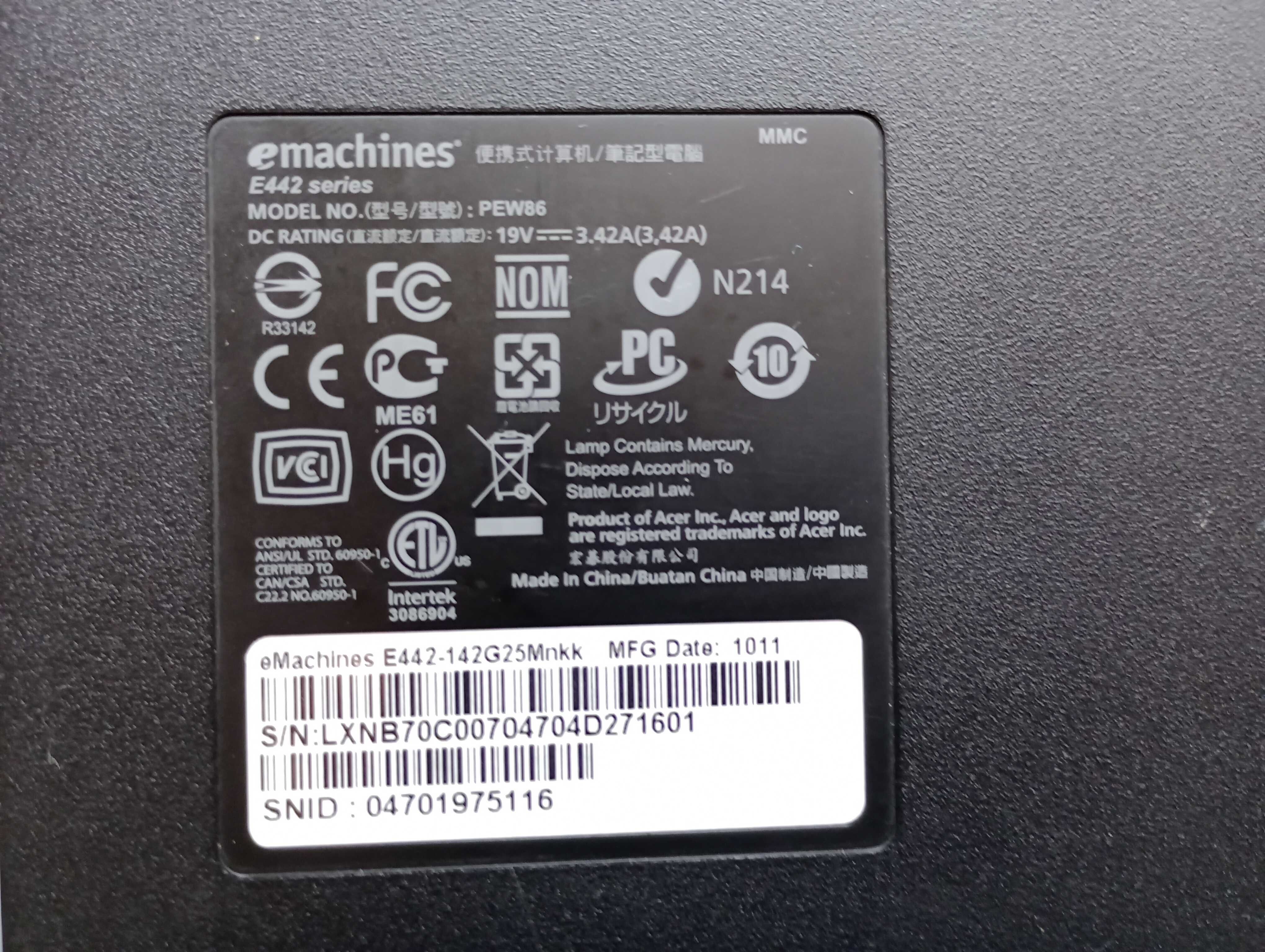 ACER eMachines E442/Amd v140 2.30ghz/ddr3 4gb/Radeon hd 4250 Okazja !
