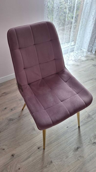 Krzesło CHIC welurowe różowe 44x57x88 cm
