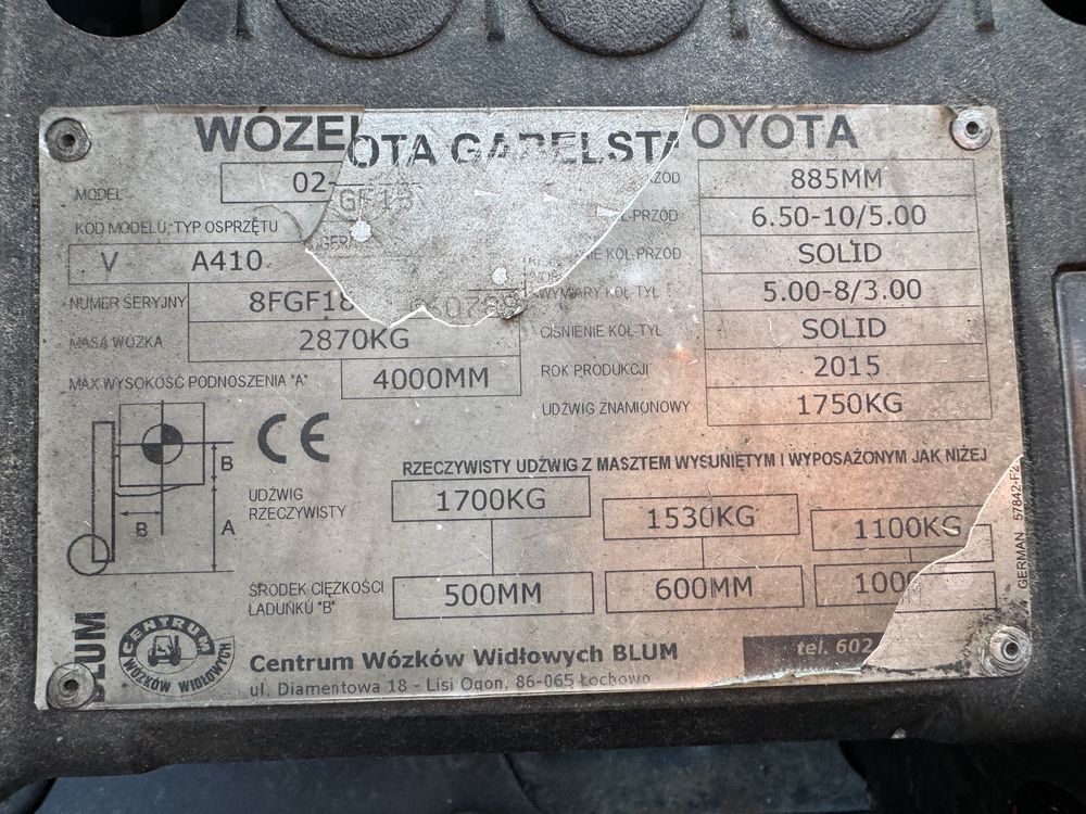 Wózek widłowy Toyota 02-8FGF18