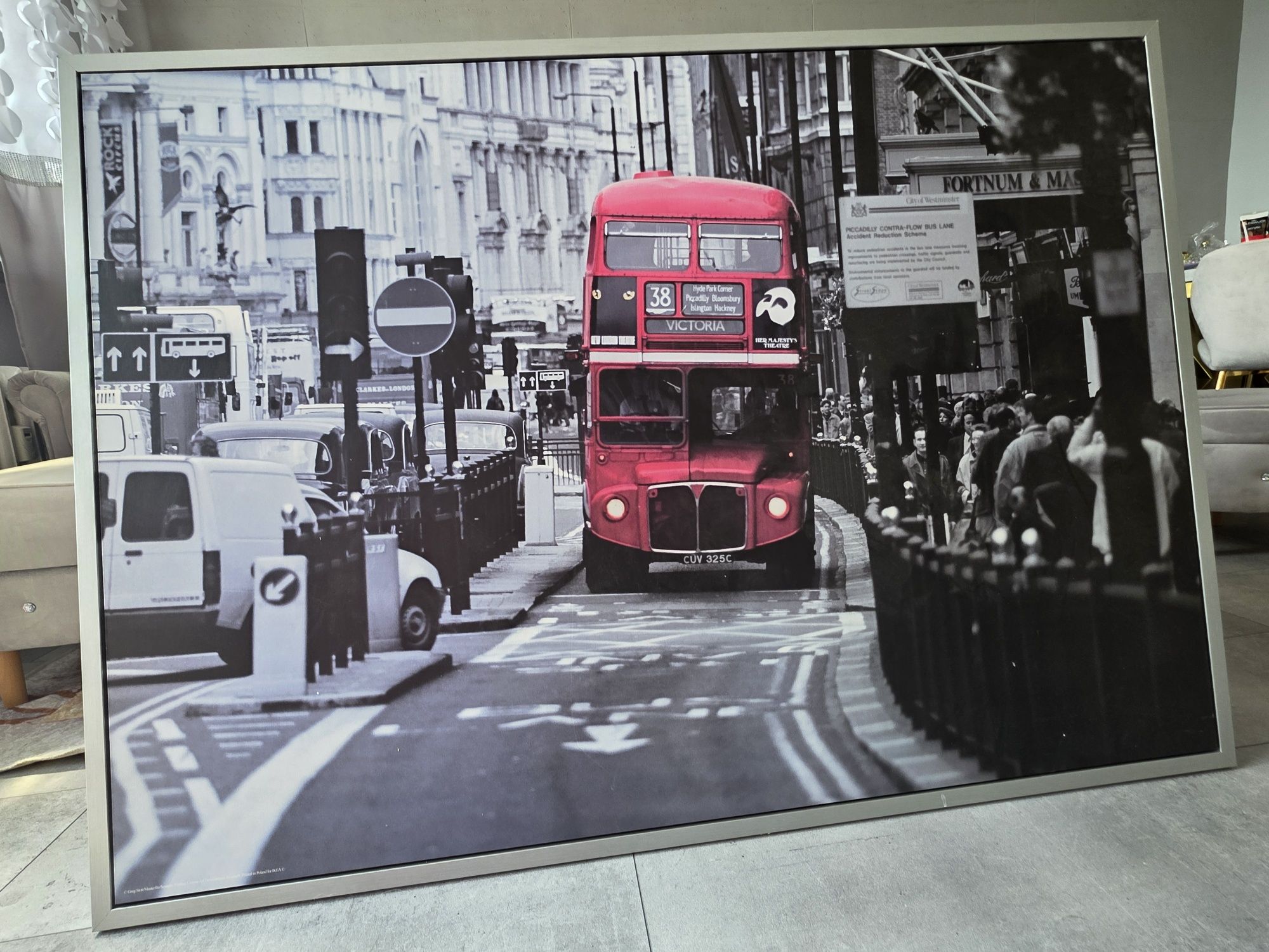 Obraz 1,40 x 1,00 m IKEA autobus Londyn UK Wielka Brytania szaro czerw