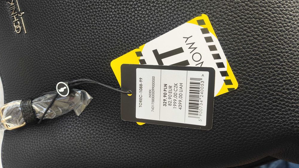 Duża czarna torebka, torba, shopper OCHNIK nowa oryginał