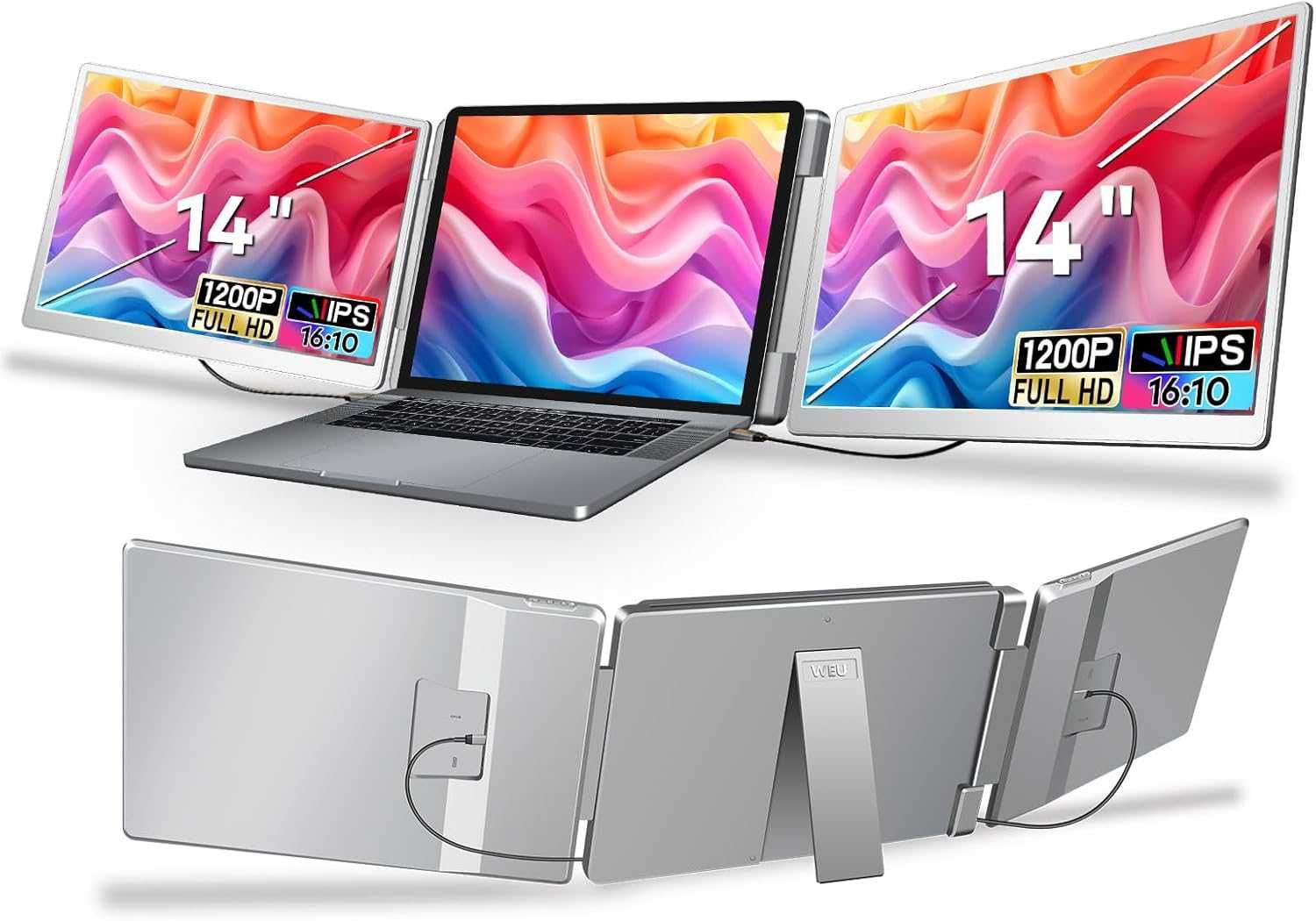 Портативный монитор WEU S7 14"с Двумя дисплеями 1200P|IPS|USB C|HDMI