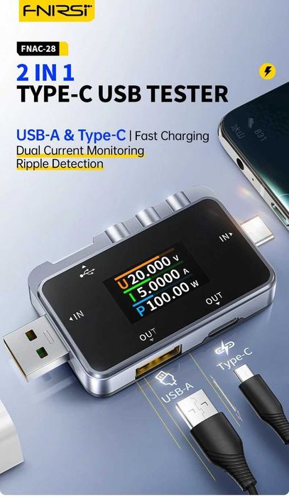 FNIRSI FNAC-28 Цифровой USB тестер