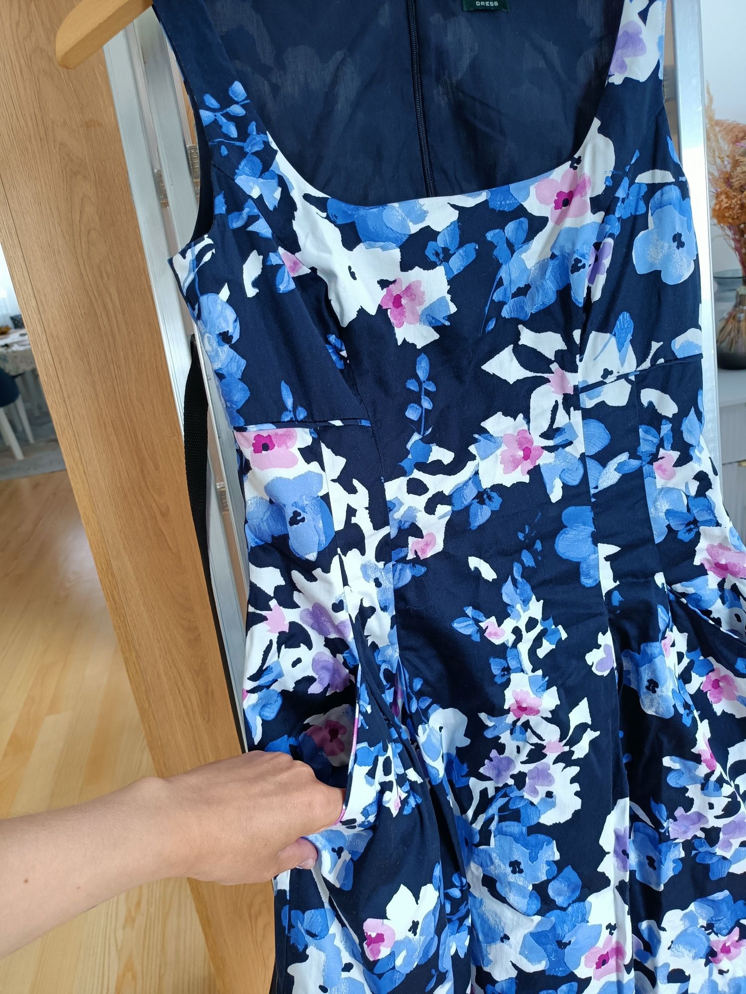 Sukienka Lauren Ralph Lauren rozmiar S 36 kwiaty granatowa
