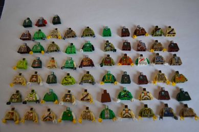 LEGO części - torsy(zielone, tan, brązowe)