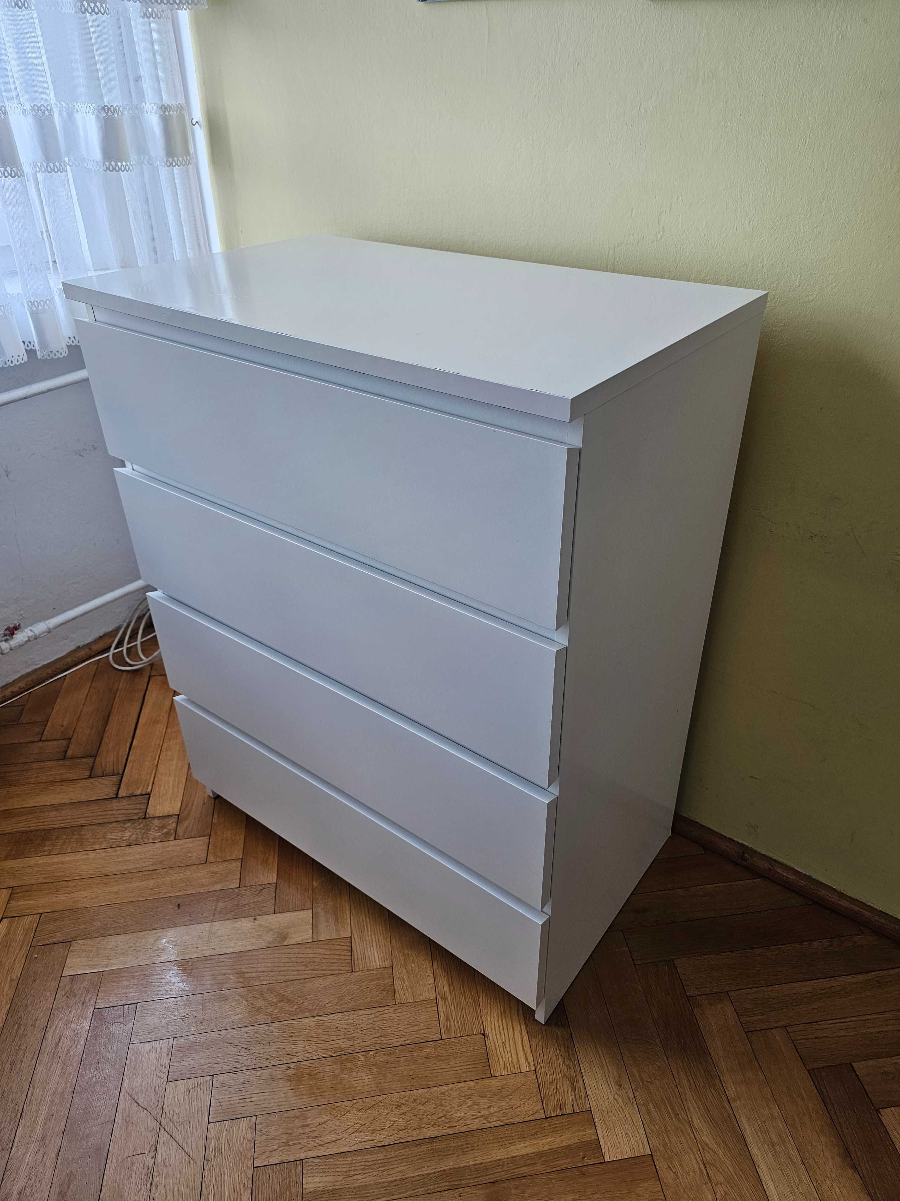 Komoda 4 szuflady, Ikea Malm – kolor biały.