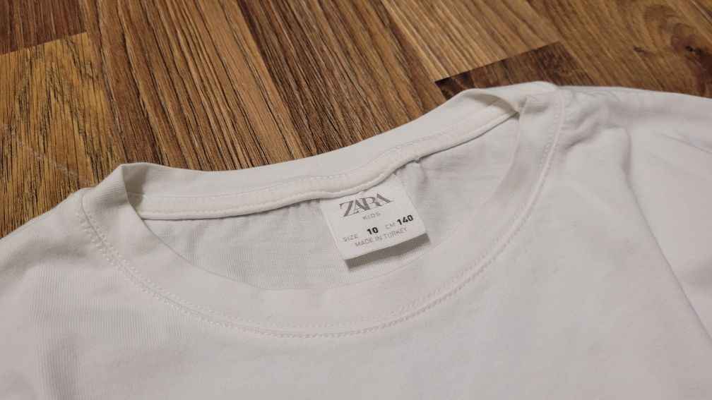 Zara bluza biała 140 z torebką jeansowa nerka