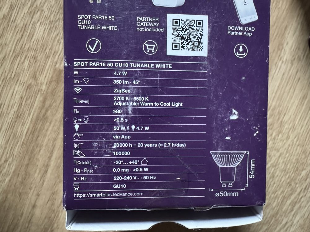 4 sztuki Ledvance Gu10 Zigbee jak Hue