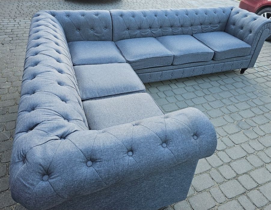 Sofa chesterfield prawostronna - jak nowa