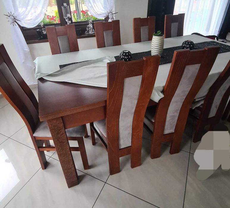 Stół duży z krzesłami , 200/ 440 cm × 100 cm ,10 krzeseł
