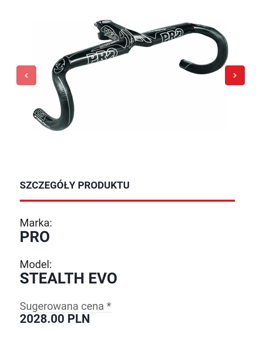 Okazja PRO Stealth EVO szosa 420/100/8 ° kierownica