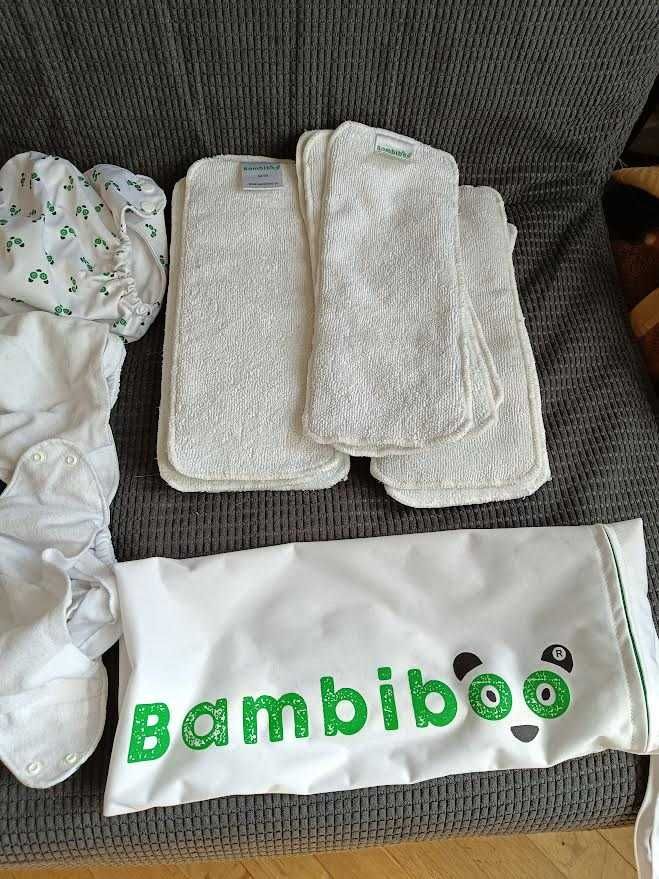 Bambiboo Zestaw 6 pieluszek wielorazowych z 12 wkładami z bambusem.