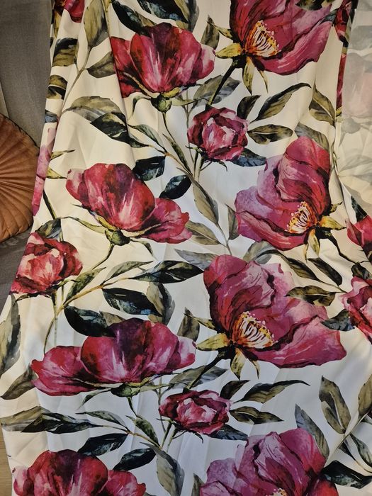 Zasłony piwonie różowe +2 poszewka + firana gratis