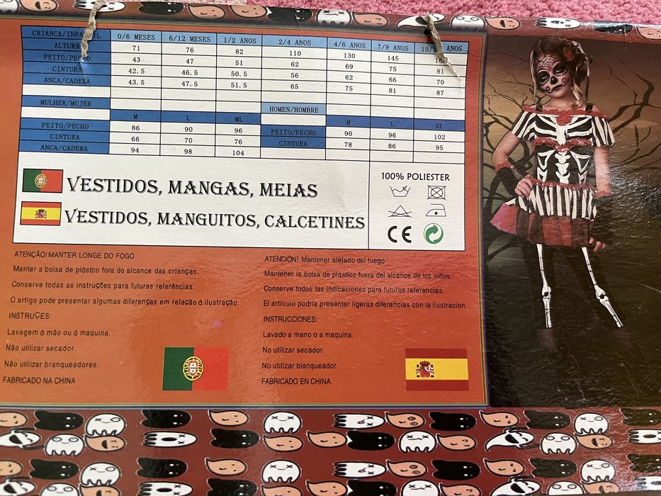 Fato Carnaval Esqueleto Menina