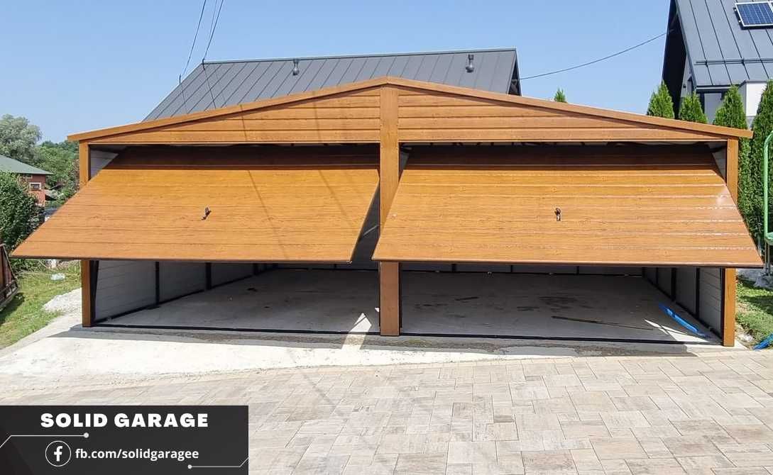 Dwustanowiskowy garaż 7x5 drewnopodobny (dekoracja 6x5 6x6 8x6)