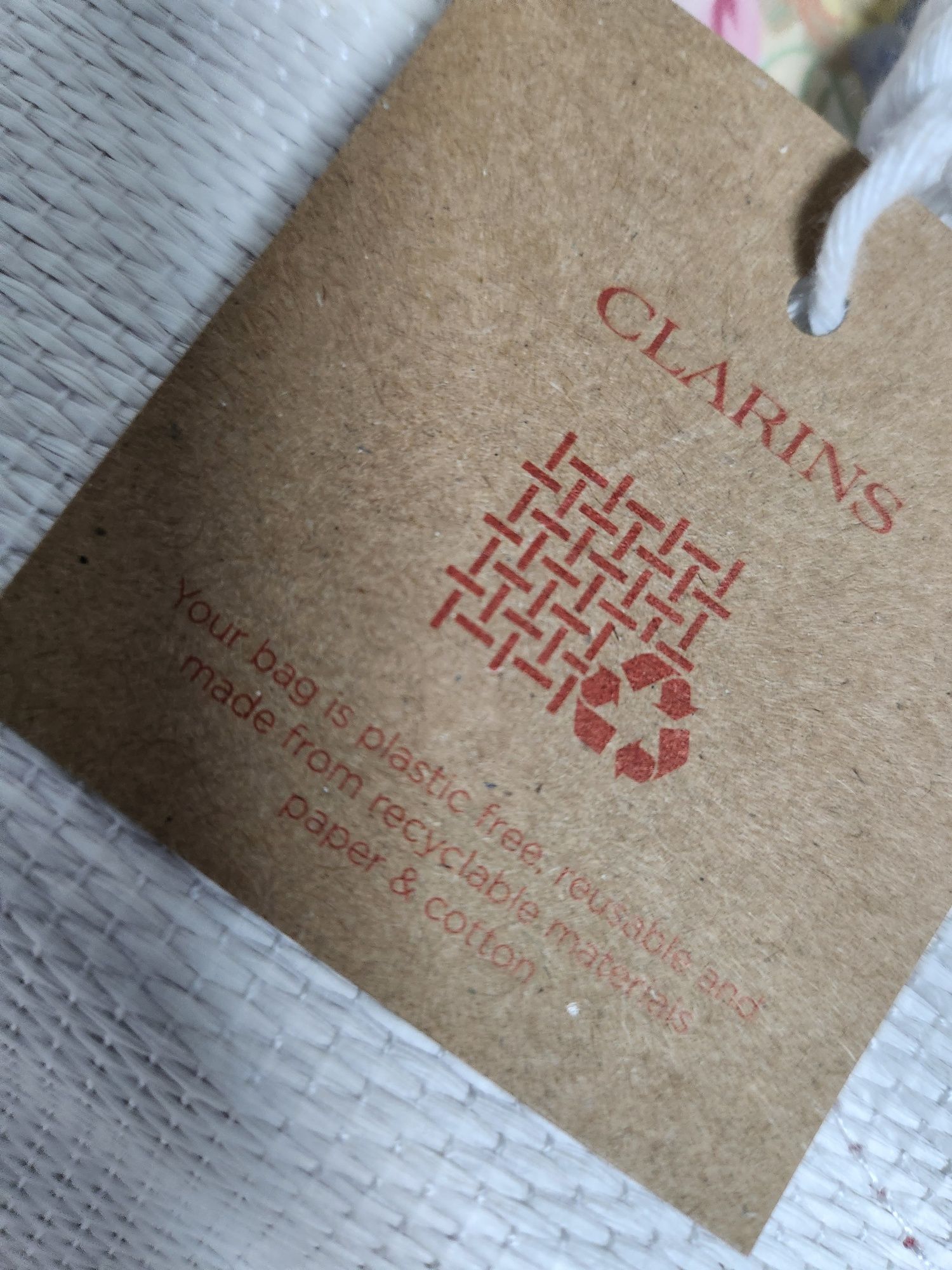 Белая сумка шопер пляжная Clarins
