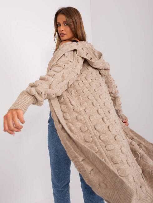 Sweter ciepły długi wzór kaptur