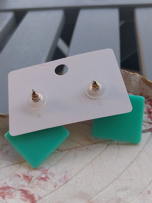 Brincos médios | verde e rosa | leves | Novos com etiqueta