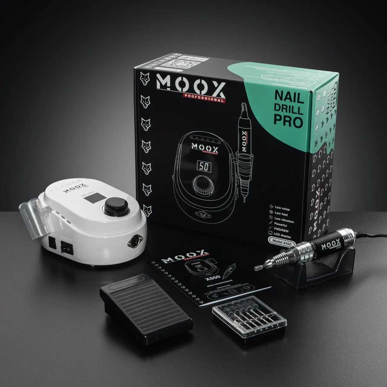 Фрезер для манікюру та педикюру MOOX X550 50000 об/хв 70W Білий