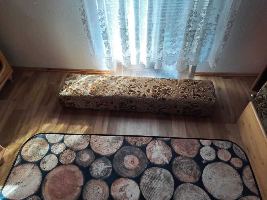 Oparcie łóżka siedziska zagłówek 123x28x18cm tapicerka w kwiaty PRL