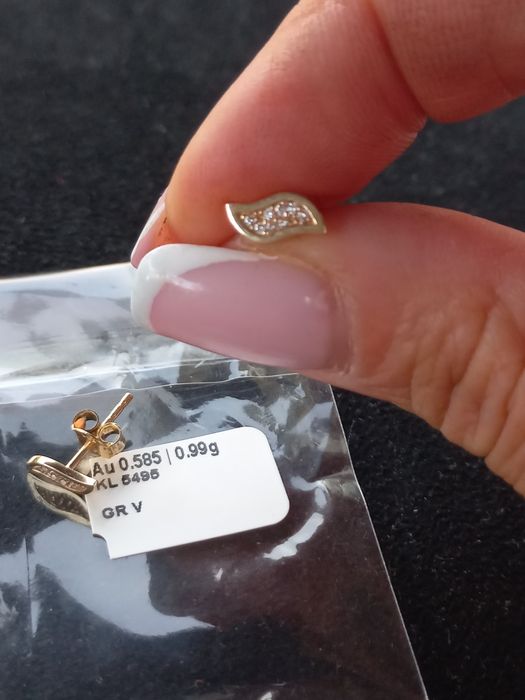 Złote kolczyki z cyrkoniami 585/0,99g