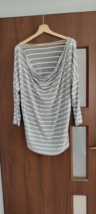 4XL 5XL bluzka pasy dekolt fala nietoperz motyl