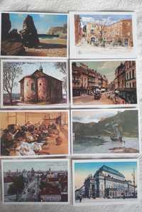 Zestaw pocztówek- reprintów Francja, Grodno, Praga