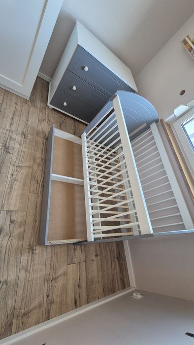 Łóżeczko z szufladą  model Gucio + komoda
