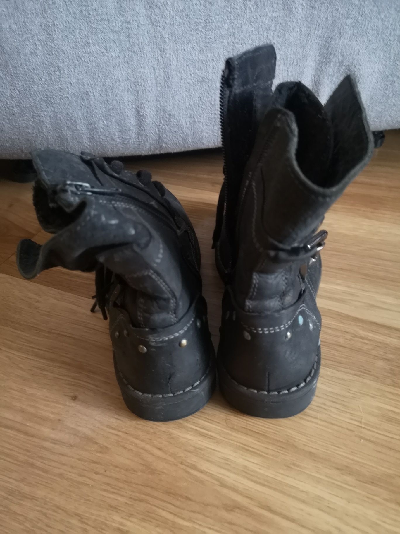 Lasocki buty skórzane czarne trapery glany botki h 33 skóra naturalna
