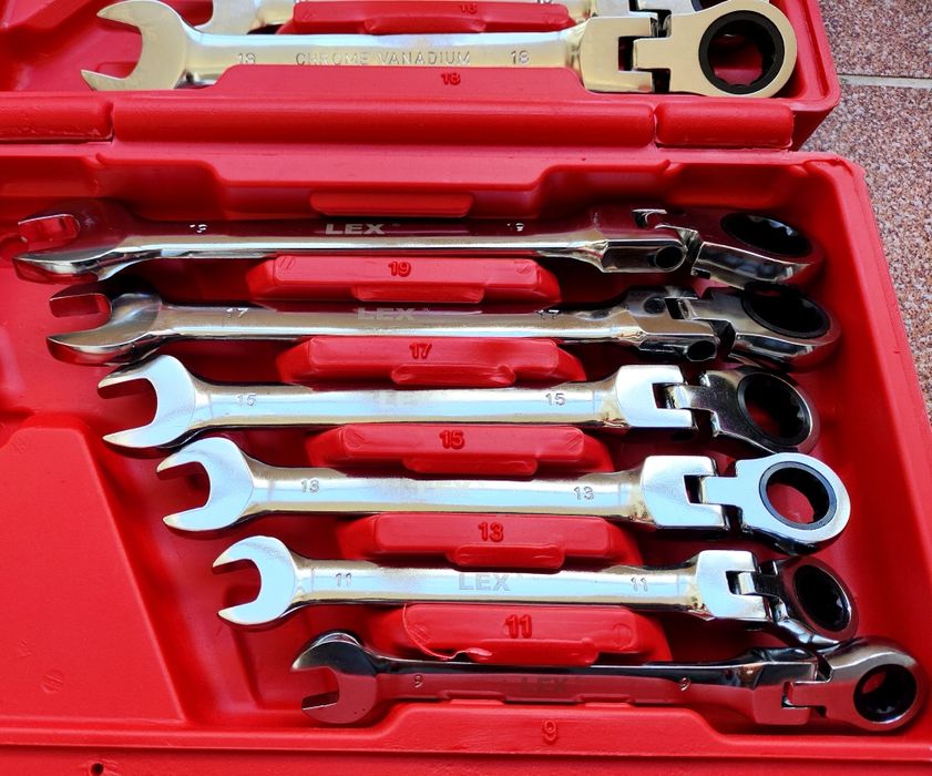 Набір ключів 12 од ріжково накидних з тріскачкою LXKRS12S на кардані