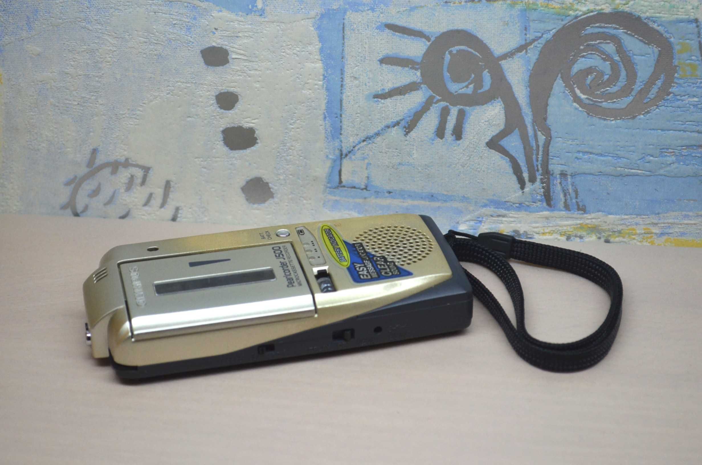Dyktafon OLYMPUS J500 z kasetą Panasonic instrukcja baterie sprawny
