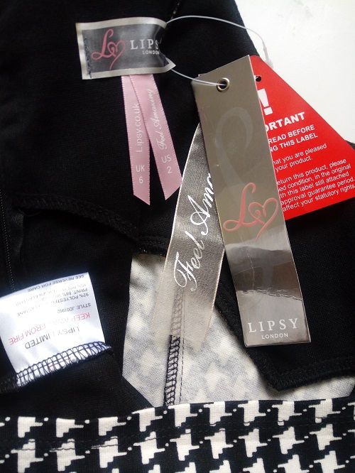 Lipsy London Nowa markowa zgrabna ołówkowa sukienka czarna biała XS