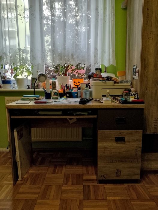 Meble: szafa, komoda, biurko, szafka nocna.