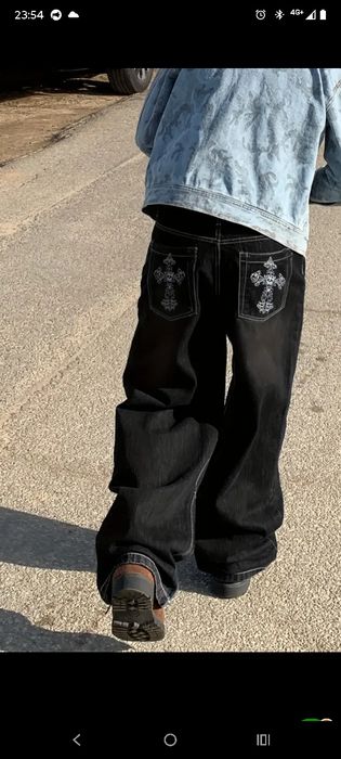 Джиныс крестами в очень хорошем качестве черные у2к