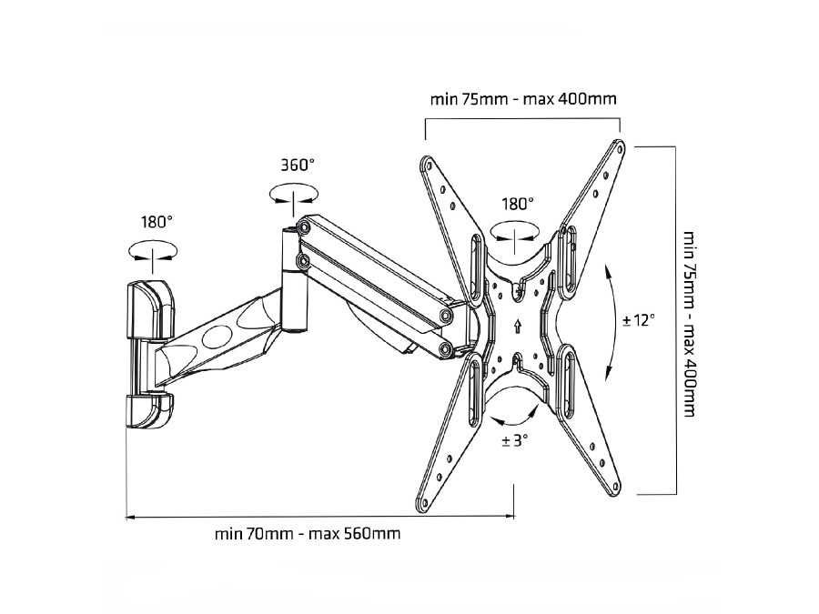 Obrotowy uchwyt telewizora TV wieszak do LED 32-55 Maclean MC-784