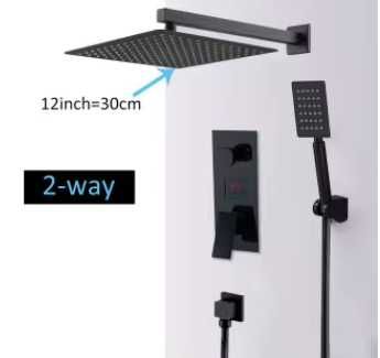 Душевой гарнитур QUYANRE для скрытого монтажа в черном цвете дисплей