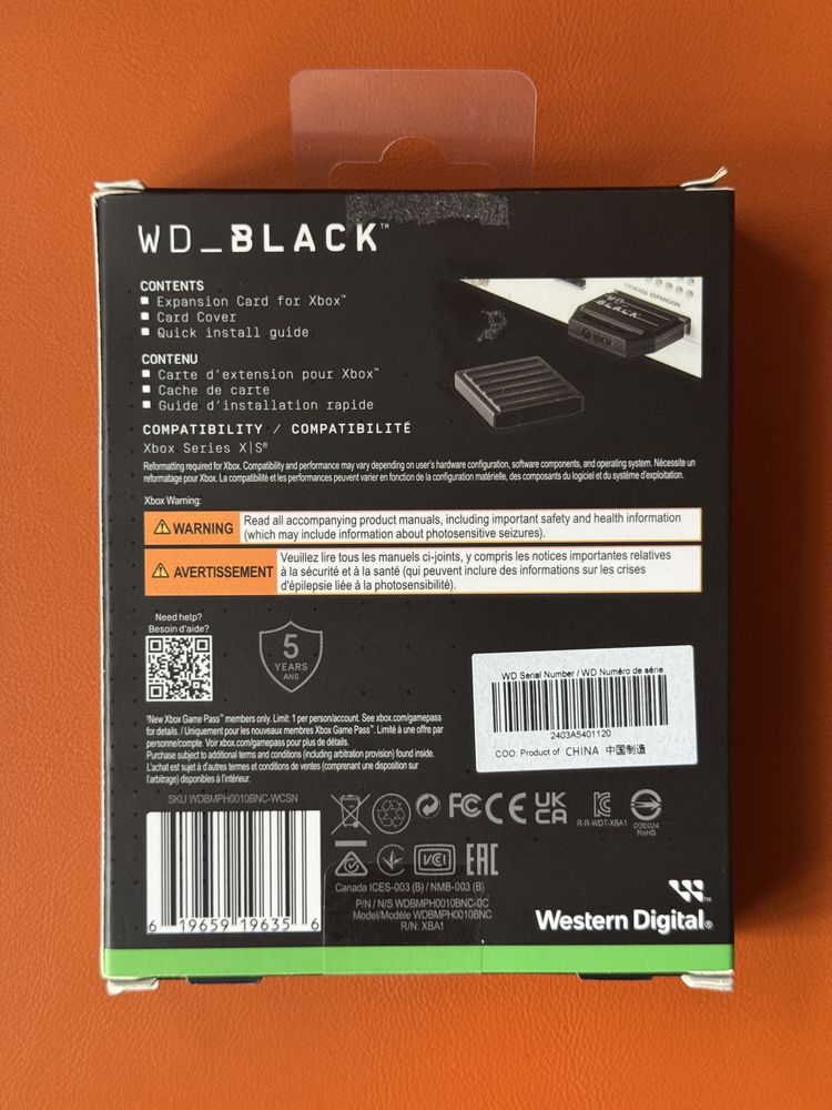 WD Black C50 Expansion Card 1TB для Xbox Series X|S